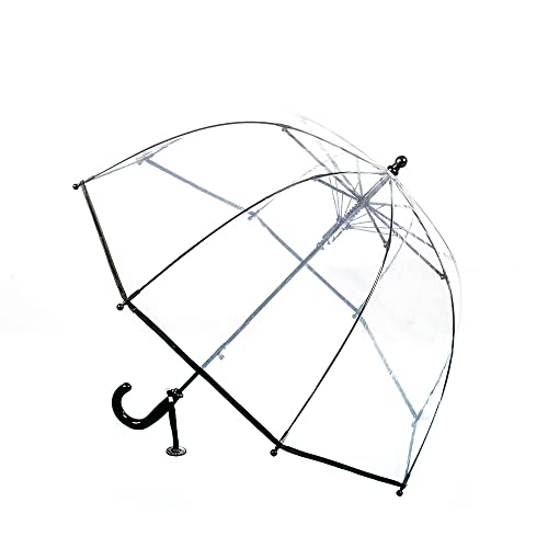 Chesoon Transparenter Regenschirm für Kinder mit winddichter Klar Kuppel POE Baldachin automatisch geöffneter leichter Regenschirm,Schwarz von Chesoon