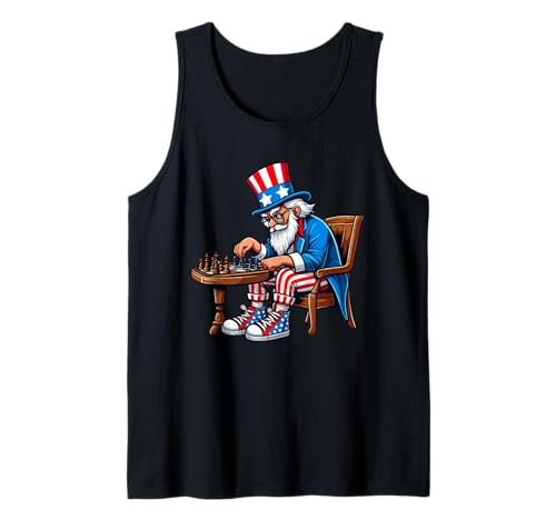 Man Playing Chess 4th Of July Player Team Patriotic Tank Top von Chess 4th Of July Costume