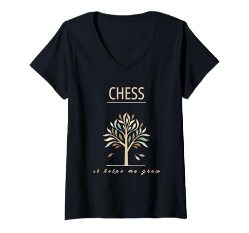 Damen Chess It Helps Me Grow Colorful Tree Strategiespiel T-Shirt mit V-Ausschnitt von Chess Co.