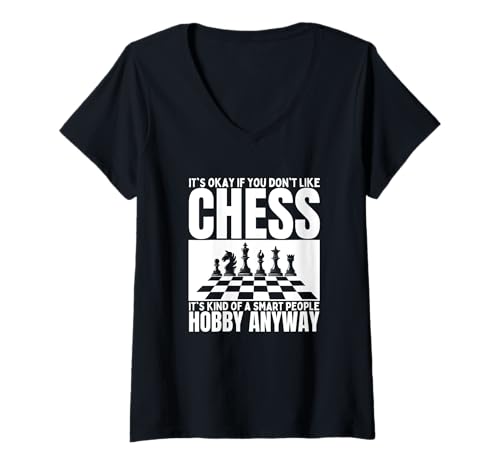 Damen Chess is for Smart People Lustiger Schachspieler T-Shirt mit V-Ausschnitt von Chess Gifts For Men And Women