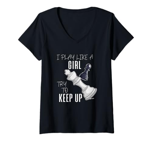 Damen Schachfigur "I Play Like A Girl", Schachfigur, Geschenk T-Shirt mit V-Ausschnitt Damen Schachfigur "I Play Like A Girl", Schachfigur, Geschenk T-Shirt mit V-Ausschnitt von Chess Player Apparel By ScottyGaaDo