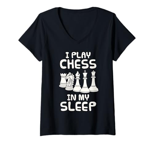 Damen Ich Spiele Schach im Schlaf, Sarkasmus, lustig T-Shirt mit V-Ausschnitt von Chess Player Funny By DoodleRob