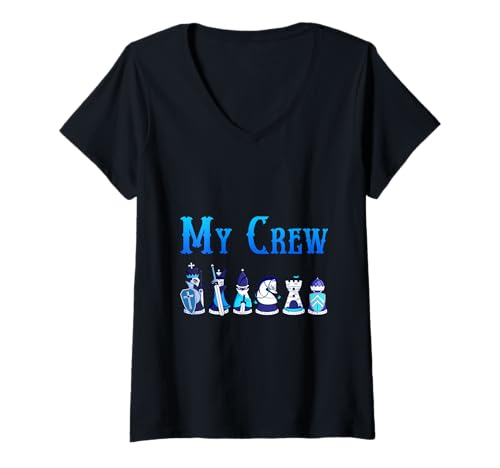 Damen Schachspiel My Crew Schachspieler Schachfiguren T-Shirt mit V-Ausschnitt Damen Schachspiel My Crew Schachspieler Schachfiguren T-Shirt mit V-Ausschnitt von Chess game My Crew