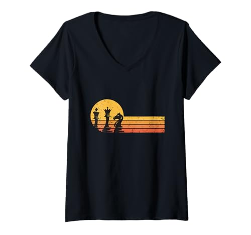 Damen Retro-Schach-Vibes für Strategiefans und Gelegenheitsspieler T-Shirt mit V-Ausschnitt Damen Retro-Schach-Vibes für Strategiefans und Gelegenheitsspieler T-Shirt mit V-Ausschnitt von Chess & My Day Designs