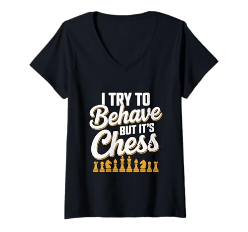 Damen Schach-Enthusiasten vereinen: Verhaltens-Zitat T-Shirt mit V-Ausschnitt Damen Schach-Enthusiasten vereinen: Verhaltens-Zitat T-Shirt mit V-Ausschnitt von Chess & My Day Designs