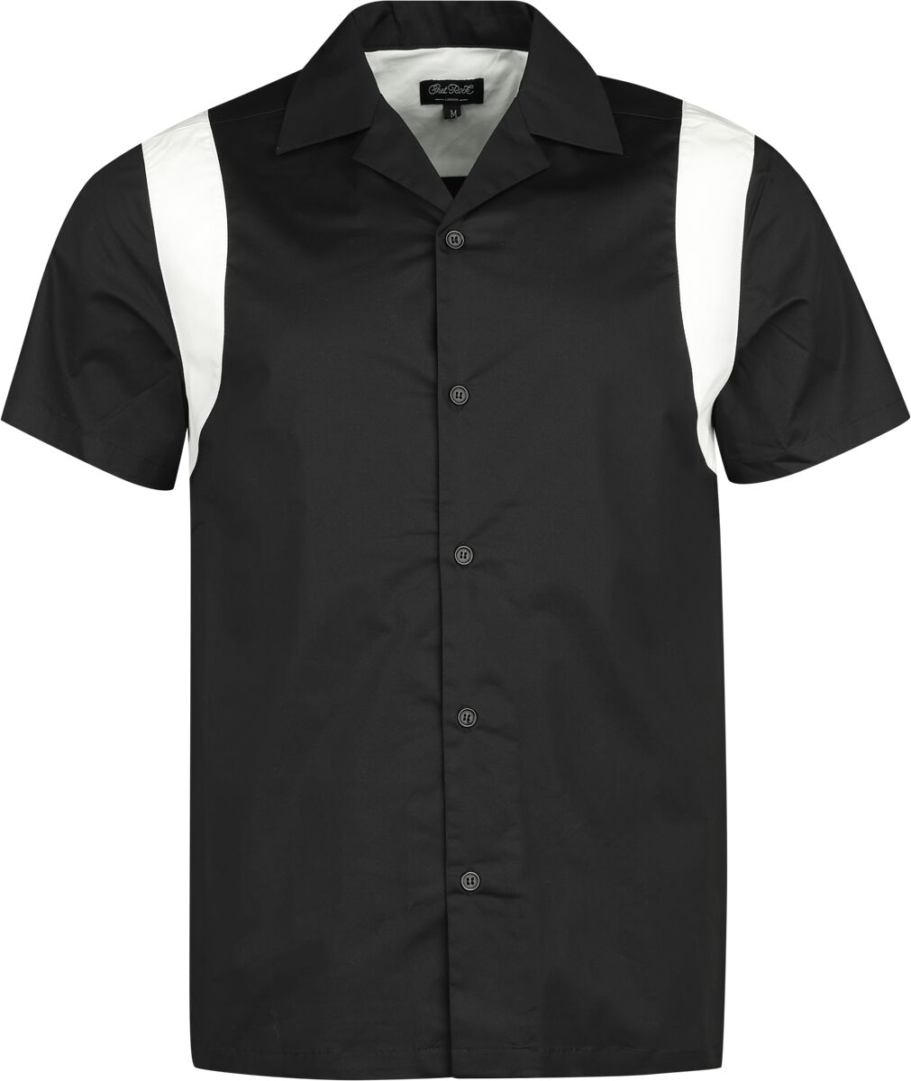Chet Rock - Rockabilly Kurzarmhemd - Marty Bowling Shirt - S bis XL - für Männer - Größe L - schwarz/weiß von Chet Rock
