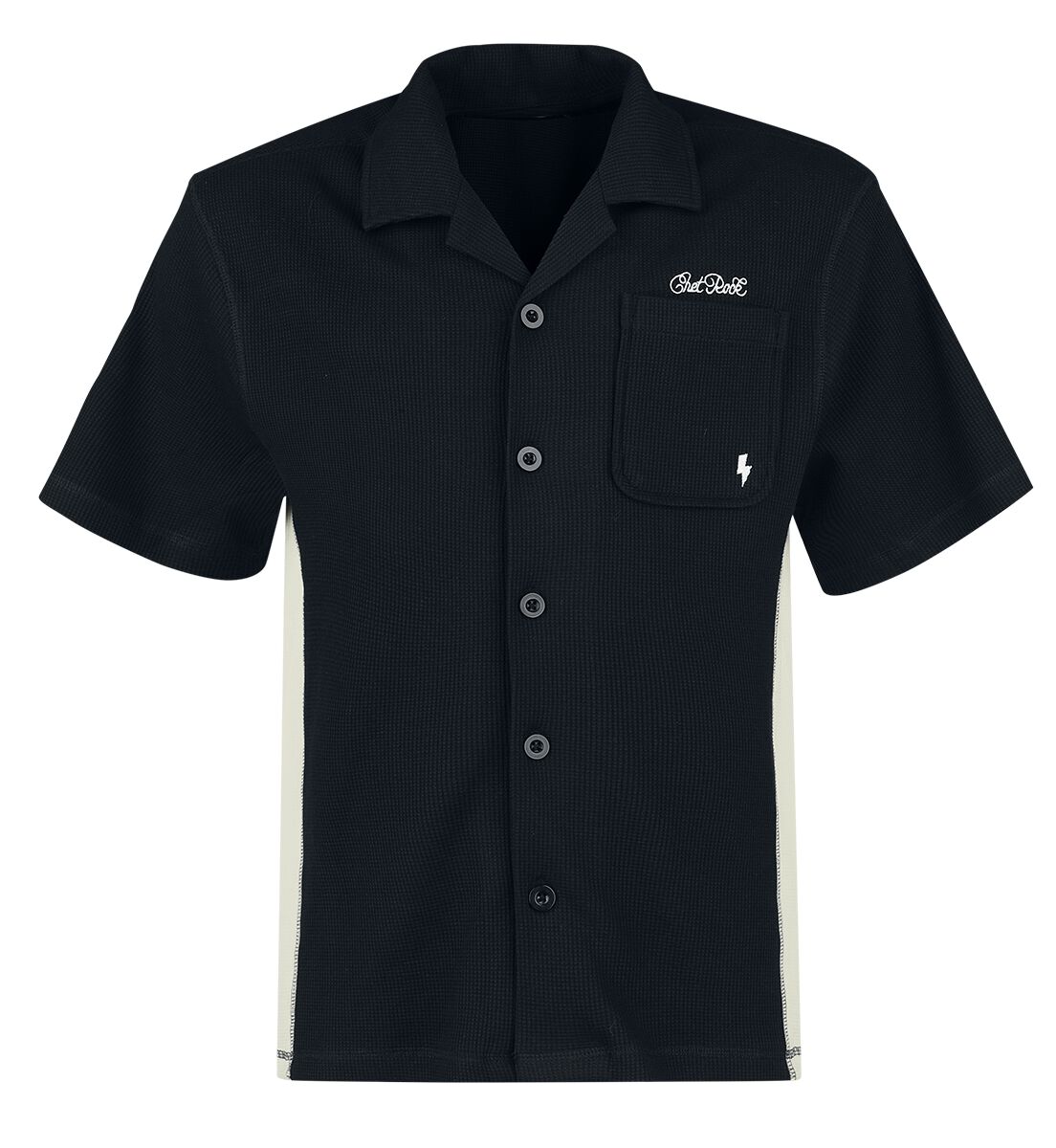 Chet Rock - Rockabilly Kurzarmhemd - Sienna Shirt - S bis XXL - für Männer - Größe XL - schwarz/weiß von Chet Rock