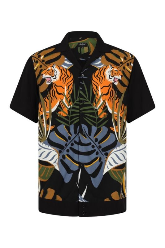 Chet Rock Tiger Shirt Kurzarmhemd multicolor in M von Chet Rock