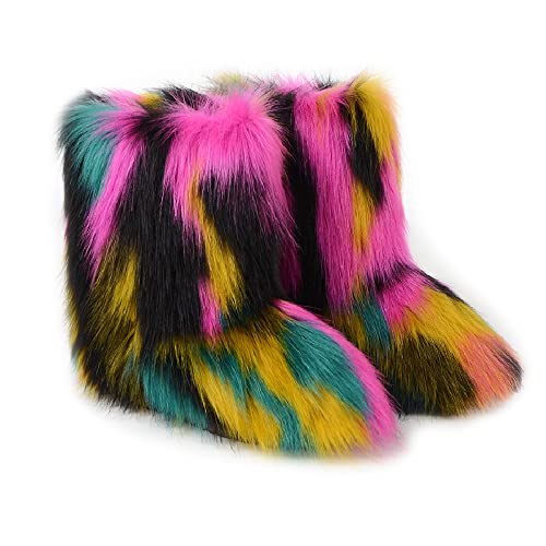 Cheuling Damen Kunstpelz Stiefel | Warme Flauschige Kunstfell Hausschuhe | Gummisohle | Mittlere Winterstiefel | Flache Kurze Schneestiefel Cheuling Damen Kunstpelz Stiefel | Warme Flauschige Kunstfell Hausschuhe | Gummisohle | Mittlere Winterstiefel | Flache Kurze Schneestiefel von Cheuling