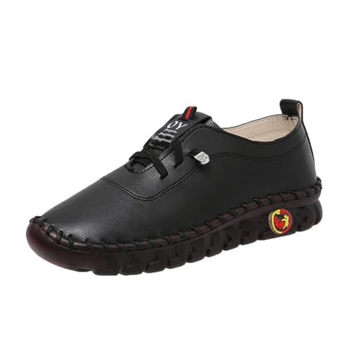 Cheuling Damen Mokassins Casual Loafers Komfort Leder Flache Schnürschuhe Bootsschuhe Bequem rutschfest Flache Fahren Halbschuhe Casual Slippers von Cheuling