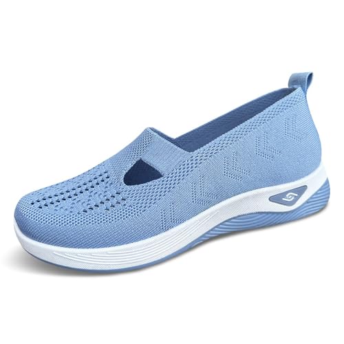 Cheuling Damen Sneaker Atmungsaktive Vermascht Turnschuhe Lässige Komfort Laufschuhe Flache Anti Rutsch Sneakers Bequem Sportschuhe Outdoor Walkingschuhe von Cheuling