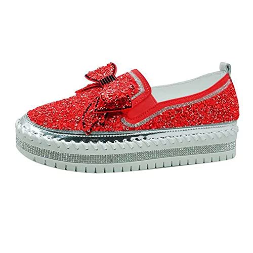 Cheuling Damen Sneaker Glitzer Schuhe Pailletten Flache Partei Prinzessin Strass Sneaker Glitzer Turnschuhe Outdoor Sportschuhe Laufschuhe Schuhe Walkingschuhe von Cheuling