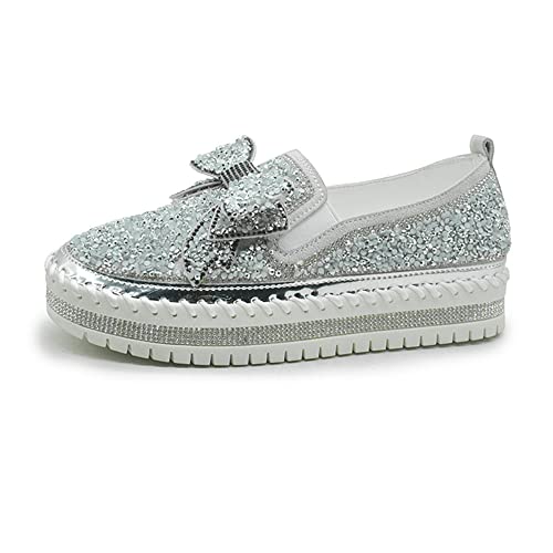 Cheuling Damen Sneaker Glitzer Schuhe Pailletten Flache Partei Prinzessin Strass Sneaker Glitzer Turnschuhe Outdoor Sportschuhe Laufschuhe Schuhe Walkingschuhe von Cheuling