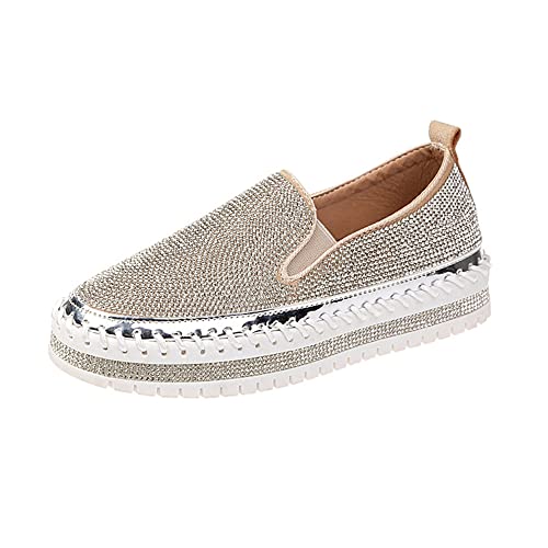 Cheuling Glitzer Schuhe Damen Sneaker Pailletten Flache Strass Sneaker Glitzer Halbschuhe Turnschuhe Outdoor Sportschuhe Laufschuhe Schuhe Walkingschuhe von Cheuling