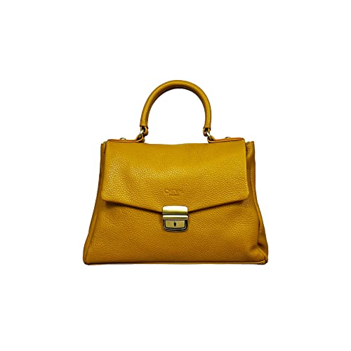 Cheval Firenze Aurora Handtasche, echtes Leder, hergestellt in Italien, senfgelb von Cheval Firenze