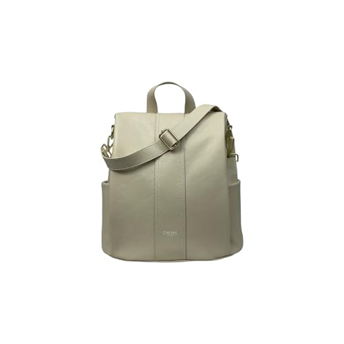 Cheval Firenze Rucksack Amanda, echtes Leder, hergestellt in Italien, beige, M von Cheval Firenze