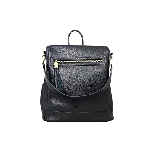 Cheval Firenze Rucksack Hadar, echtes Leder, hergestellt in Italien, Schwarz von Cheval Firenze
