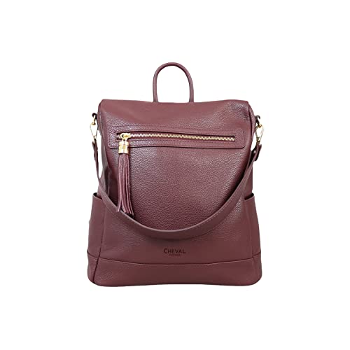 Cheval Firenze Rucksack Hadar, echtes Leder, hergestellt in Italien, bordeaux von Cheval Firenze