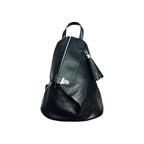 Cheval Firenze Rucksack Neptuno, echtes Leder, hergestellt in Italien, Schwarz von Cheval Firenze