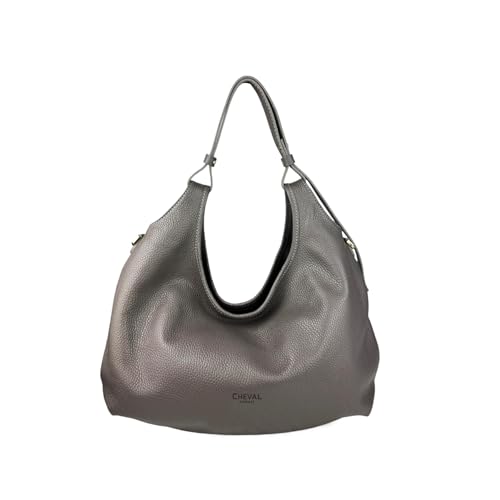 Cheval Firenze Schultertasche Malaga A/S, echtes Leder, hergestellt in Italien, grau von Cheval Firenze