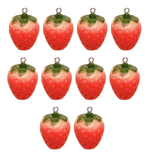10pcs Erdbeer Anhänger Keychain Charm Creative Fruit Form Halskette Anhänger Personalisierte Schmuckzubehör Elegantes Accessoire von Chevnzev