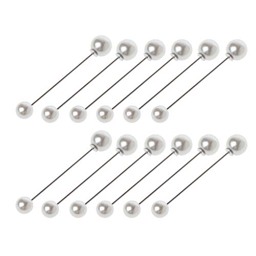 12pcs Weiße Farben Hals Perlenklammern Brosche Lady Headscarf Schal Pearl Clips Mode Turban Accessoires Jewerly Email Pan von Chevnzev