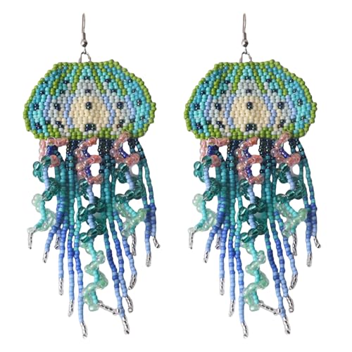 Bunte Böhmische Quastenohrringe Mit Handgestrickten Perlen Farbenfrohen Quastenschmuck Um Outfits Regenbogen Gradientenohrringe Zu Verleihen von Chevnzev