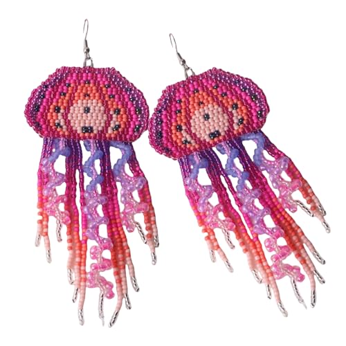 Bunte Böhmische Quastenohrringe Mit Handgestrickten Perlen Farbenfrohen Quastenschmuck Um Outfits Regenbogen Gradientenohrringe Zu Verleihen von Chevnzev