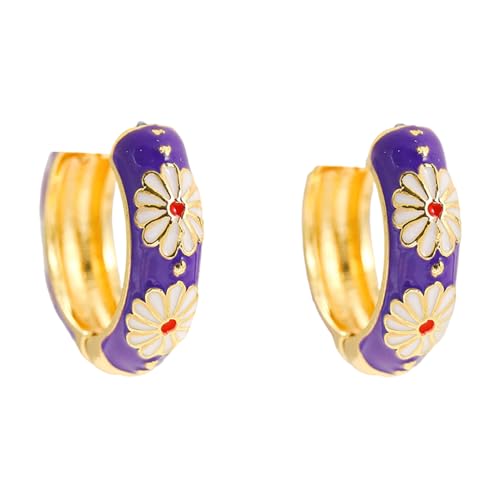 Buntes Kreis Drop Ohrringe Knorpel Huggie Hoop Geometrisch Geformte Ohrringe Stylische Accessoires Für Frauen Stilvoller Tropfen von Chevnzev