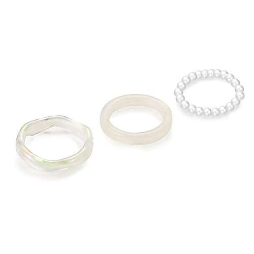 Chevnzev 3 PCs Modeharzringe Minimalistische Ästhetische Trendige Fingerringe Perlen Elastischer Stapelbarer Einfacher Partyschmuck von Chevnzev