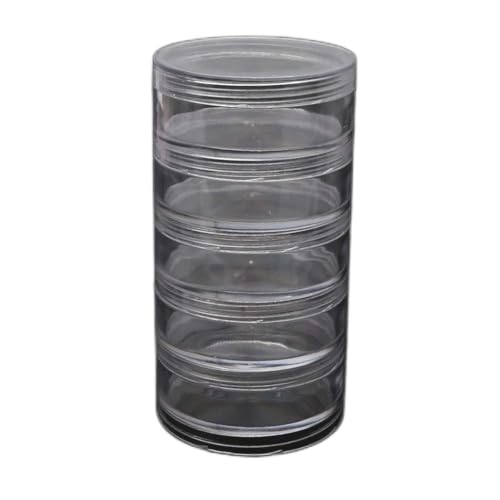 Chevnzev 5 Slot Clear Round Storage Gläser Kunsthandwerk Accessoire Organizer Box Schmuck Perlen Nähpillen Behälterhalter Schmucktasche von Chevnzev