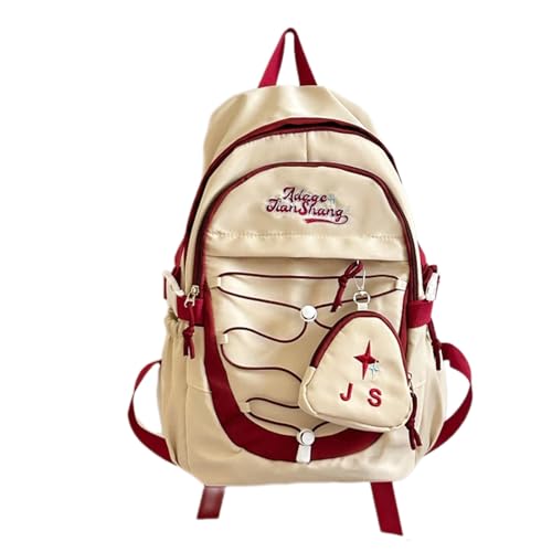 Chevnzev Casual Travel Contrast Color Rucksack Mit Einstellbaren Gurten Münze Geldbeutel Großer Kapazitätsschule Für Den Täglichen Gebrauch Unisex Unisex Casual Rucksack von Chevnzev