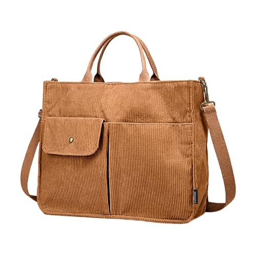 Chevnzev Cord Handtasche Geräumige Umhängetasche Mit Einstellbaren Gurten Große Kapazität Für Arbeitsschule Und Reisen Stilvoller Cord Schulter Frauen Verstellbare Gurte Die Arbeitsschule Und Die von Chevnzev