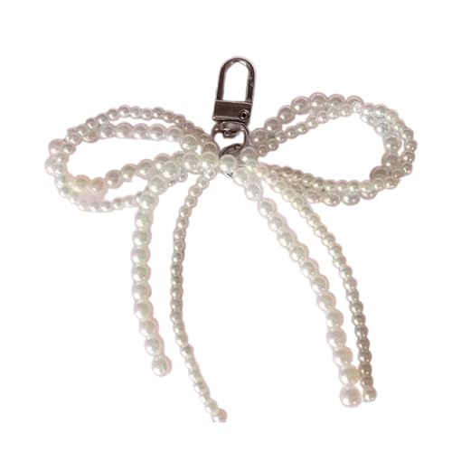 Chevnzev Elegante Perle Bowknot Schlüsselbund Anhänger Schöne Dekorationsbeutel Telefon Ornament Frauen Rucksack Handtasche Charme Geschenk Für Mädchen von Chevnzev