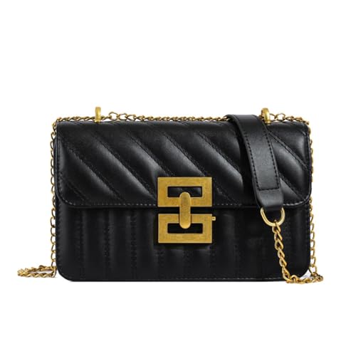 Chevnzev Elegante Umhängetasche Für Frauen Geprägte Diamanttextur Mit Modekette PU Leder Crossbody Tasche Modienmessener Tasche von Chevnzev