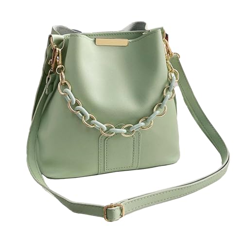 Chevnzev Koreanisch Einfache Umhängetasche Mit Verstellbarem Riemen Für Damenkettenhandle PU Leder Handtasche Crossbody Eimerbeutel Stylish Kette Handtasche von Chevnzev
