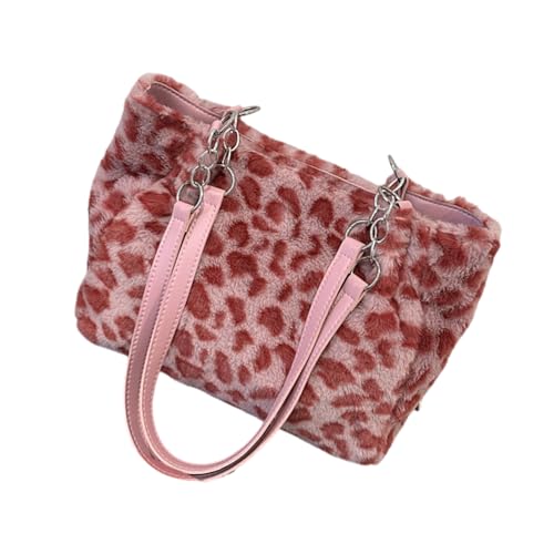 Chevnzev Mode Leoparden Print Plush Umhängetasche Große Kapazität Weiche Unterarmtaschen Für Studenten Und Profis Office Lady Handtasche von Chevnzev