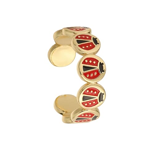 Chevnzev Sechs Sterne Ladybirds Inspirierte Verstellbare Ringe Künstlerische Emaillierte Trendy Handgefertigt von Chevnzev
