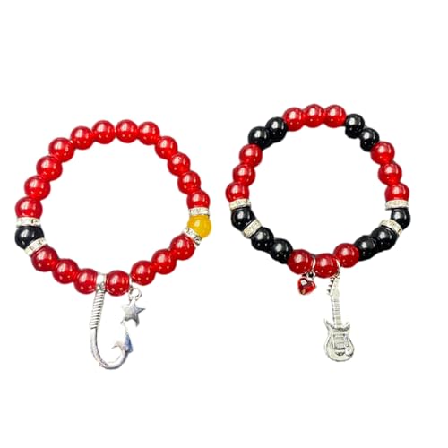 Chevnzev Set Von 1/2 Einstellbarem Paar Armband Matching Armband Glatte Perlen Magnetisches Handchain Accessoire Für Frauen Mädchen Accessoires von Chevnzev