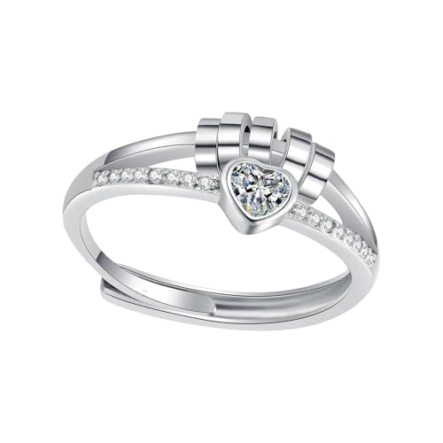 Chevnzev Stabile Messing Ängstliche Ringe 14K Gold Plattiert Herzdesigns Mit Kubischen Zirkonia Spinner Perle Tragbar Für Verstellbare Daumenringe Von Spannung von Chevnzev