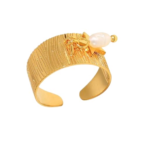 Chevnzev Stilvoller Edelstahl Gold Herz Anhänger Doppelschicht Öffnungsringe Accessoire Für Frauen Ideal Für Tägliche Kleidung Moderinge von Chevnzev