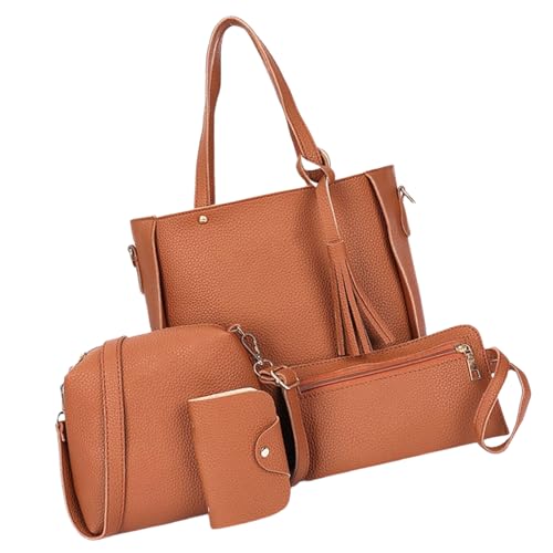 Chevnzev Stylish 4pcs PU Lederzubehör Set Für Frauen Crossbody Und Umhängetaschen PU Leder Handtasche Freizeitkartenhalter Zarte Geldbörse von Chevnzev