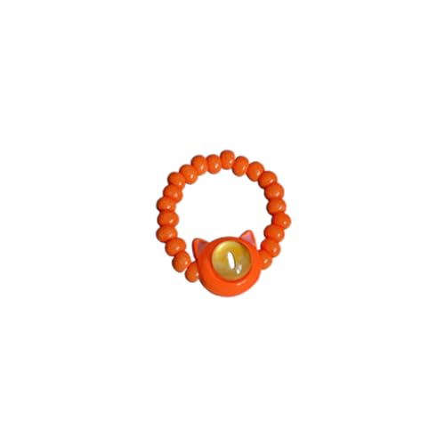 Chevnzev Verstellbare Single Eye Katzenringe Themenbezogene Finger Farbenfrohe Perlen Cartoon Little Haustier Geschenk Für Frauen Mädchen Trendy Statement Ringe Ringe von Chevnzev