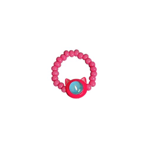 Chevnzev Verstellbare Single Eye Katzenringe Themenbezogene Finger Farbenfrohe Perlen Cartoon Little Haustier Geschenk Für Frauen Mädchen Trendy Statement Ringe Ringe von Chevnzev