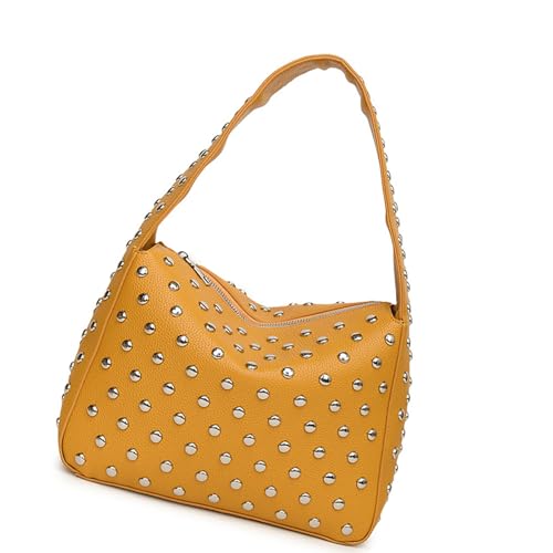 Chevnzev Womens Unterarmtasche Retro Schulter Winter Achselhöhle Trendy Geldbeutel Top Handtaschen Niete Pendeln Frauen Nieten Achsel Achsel Retro Trendy Handtasche Winter Schulter von Chevnzev