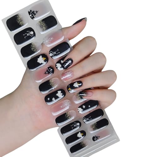 Halloween Nails Strips Halbhärtete Gele Leuchten In Dunklen Aufklebern Kunstdekoration Halbhärtete Gele Vollverpackte Aufkleber Für Frau von Chevnzev