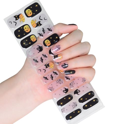 Halloween Nails Strips Halbhärtete Gele Leuchten In Dunklen Aufklebern Kunstdekoration Halbhärtete Gele Vollverpackte Aufkleber Für Frau von Chevnzev