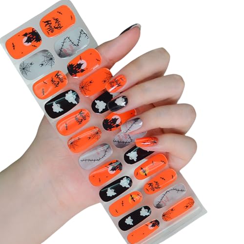 Halloween Nails Strips Halbhärtete Gele Leuchten In Dunklen Aufklebern Kunstdekoration Halbhärtete Gele Vollverpackte Aufkleber Für Frau von Chevnzev