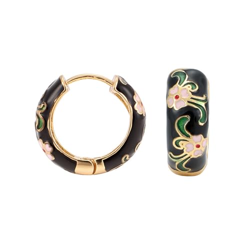 Huggie Hoop Ohrringe Für Frauen Mädchen Mehrfarbige Blumenohrring Goldfarbe Zirkon Hoop Ohrring Schmuck Geschenke Weibliche Zirkonohrringe von Chevnzev