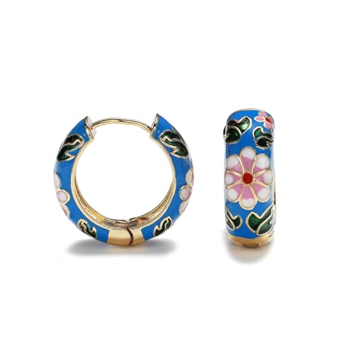 Huggie Hoop Ohrringe Für Frauen Mädchen Mehrfarbige Blumenohrring Goldfarbe Zirkon Hoop Ohrring Schmuck Geschenke Weibliche Zirkonohrringe von Chevnzev